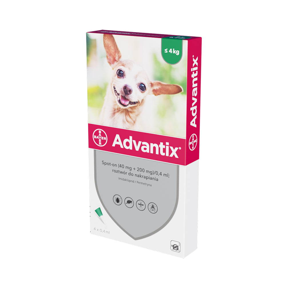 Bayer Advantix Spot On dla Psów do 4 kg 1 x 0,4 ml