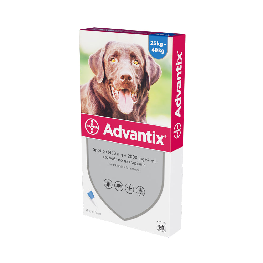 Bayer Advantix Spot On dla Psów od 25 do 40 kg 4 x 4 ml