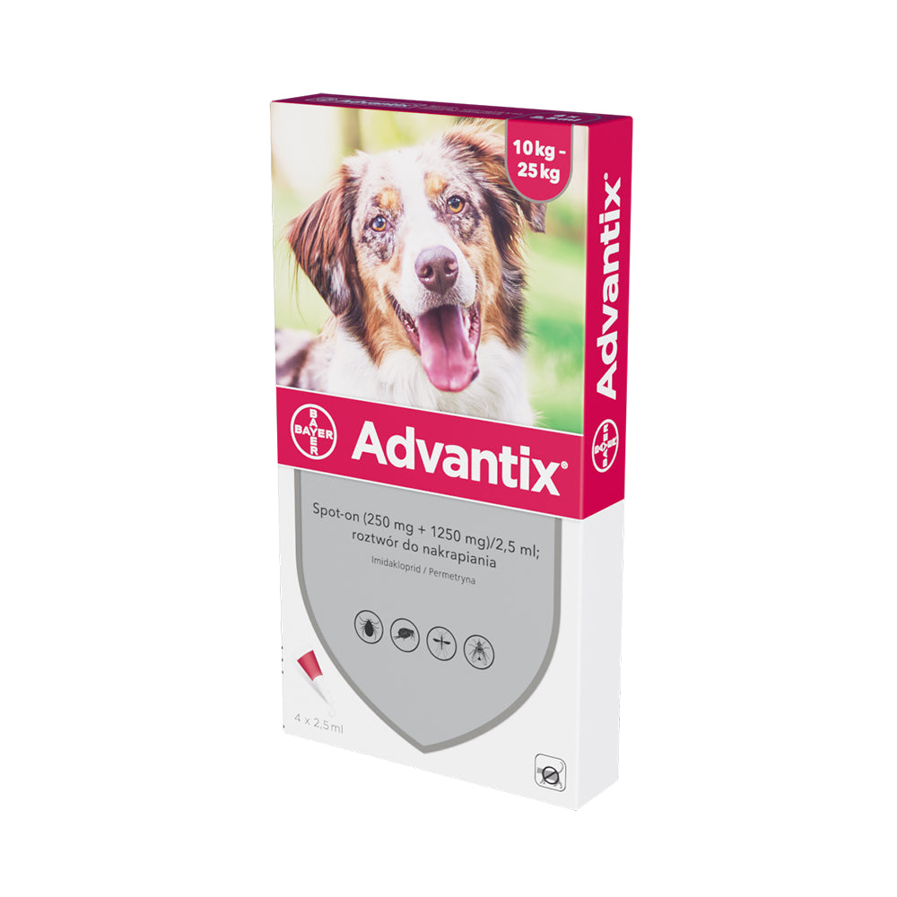 Bayer Advantix Spot On dla Psów od 10 do 25 kg 4 x 2,5 ml