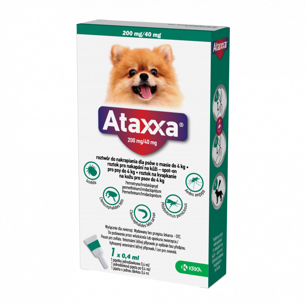 Ataxxa 200 Mg/40 Mg Dla Psów do 4 kg 1 Pipeta x 0,4 ml
