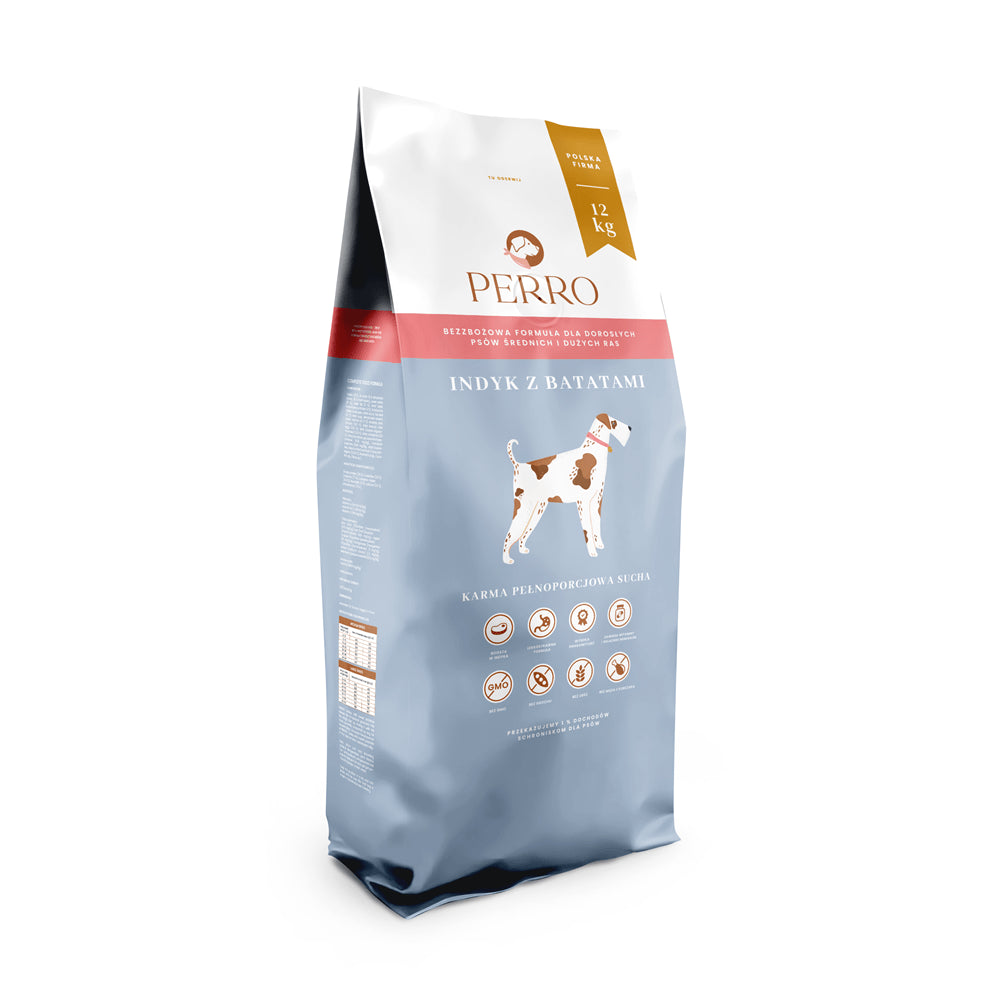 PERRO Indyk z batatami 12kg bezzbożowa karma dla ras średnich i dużych