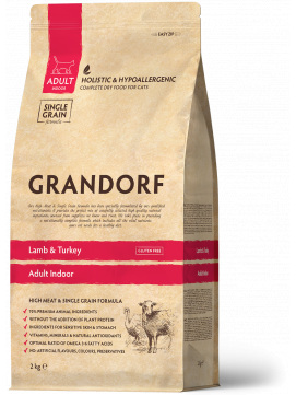Grandorf Lamb & Turkey Adult Indoor Karma Dla Dorosych Kotw 2 kg