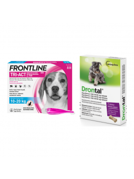 Pakiet Frontline Tri-Act dla Psw rednich Ras M + Drontal Dog Flavour 2 Tabletki