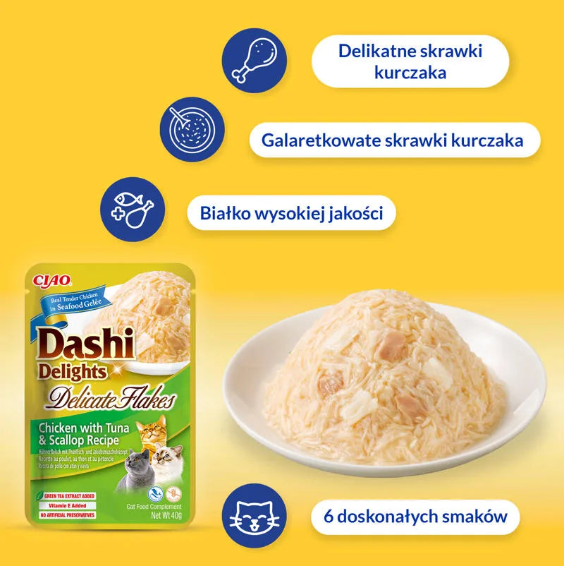 INABA CAT Dashi Delights Flakes Chicken Tuna Salmon 40g