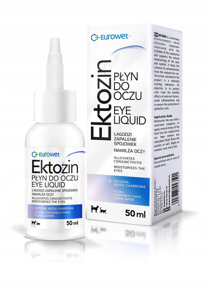 EUROWET Ektozin 25ml Płyn do oczu i powiek dla psa i kota Zapalenie spojówek