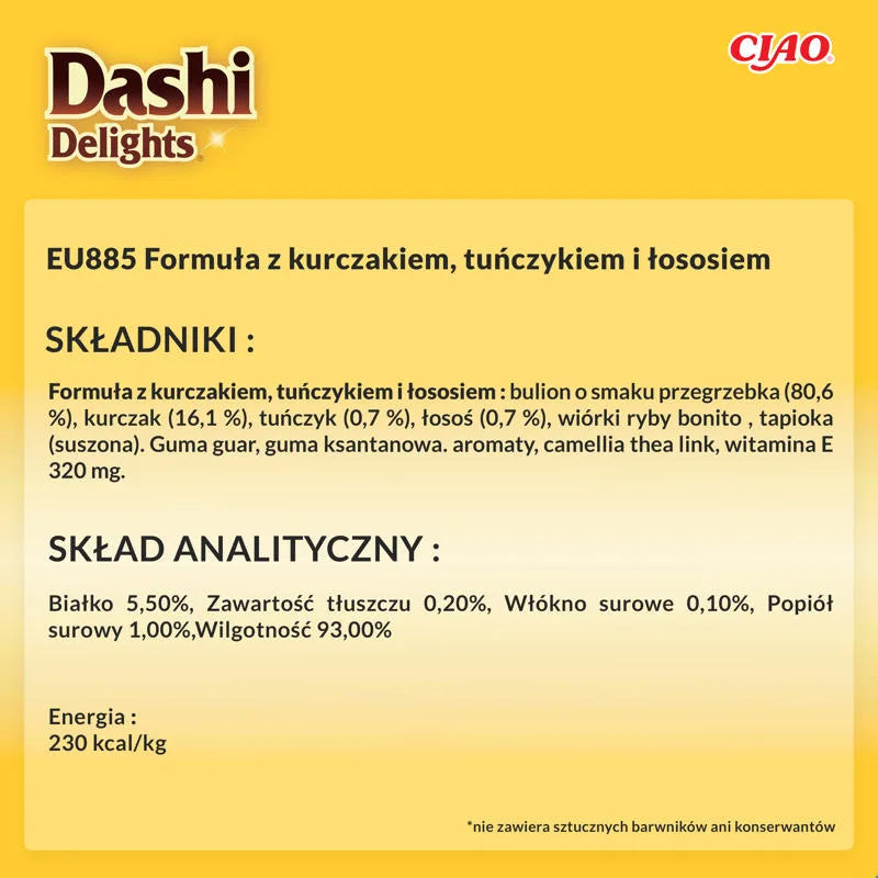 INABA CAT Dashi Delights Silky Chicken Tuna Salmon 40g