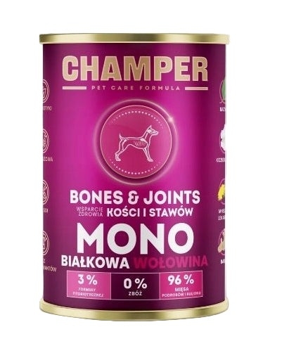 CHAMPER Bones&Joints Monobiałkowa Wołowina 400g karma mokra dla psów dorosłych