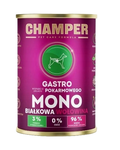 CHAMPER Gastro Monobiałkowa Wołowina 400g karma mokra dla psów dorosłych