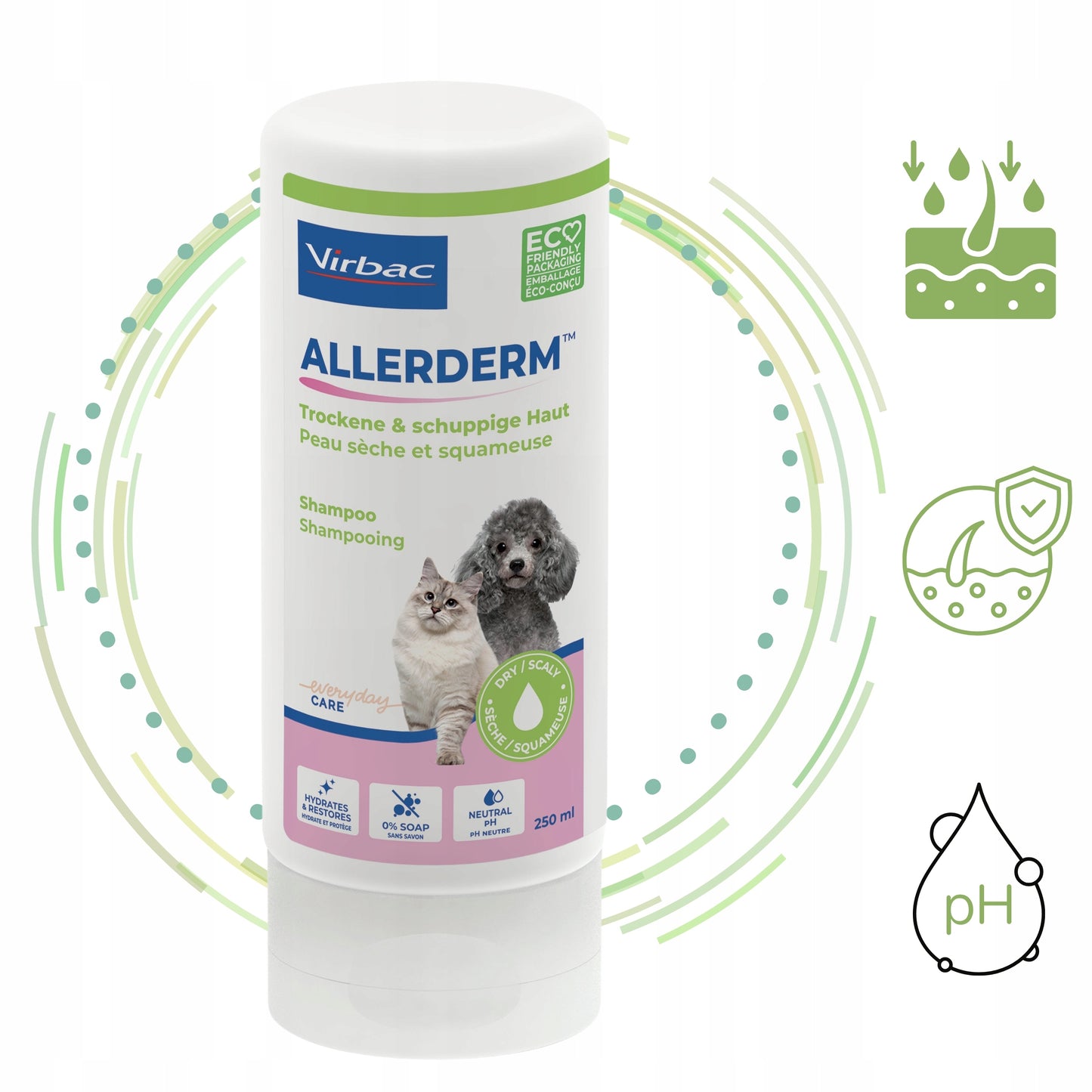VIRBAC Allerderm szampon dla suchej i łuszczącej się skóry psów i kotów 250 ml