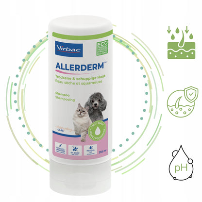 VIRBAC Allerderm szampon dla suchej i łuszczącej się skóry psów i kotów 250 ml