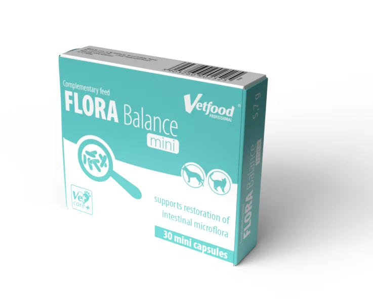 Vetfood Flora Balance Mini Wspiera Prace Przewodu Pokarmowego Dla Psów i Kotów 30 Kapsułek