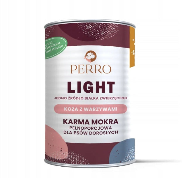 PERRO LIGHT Koza z warzywami monobiałkowa formuła dla psów dorosłych 400g
