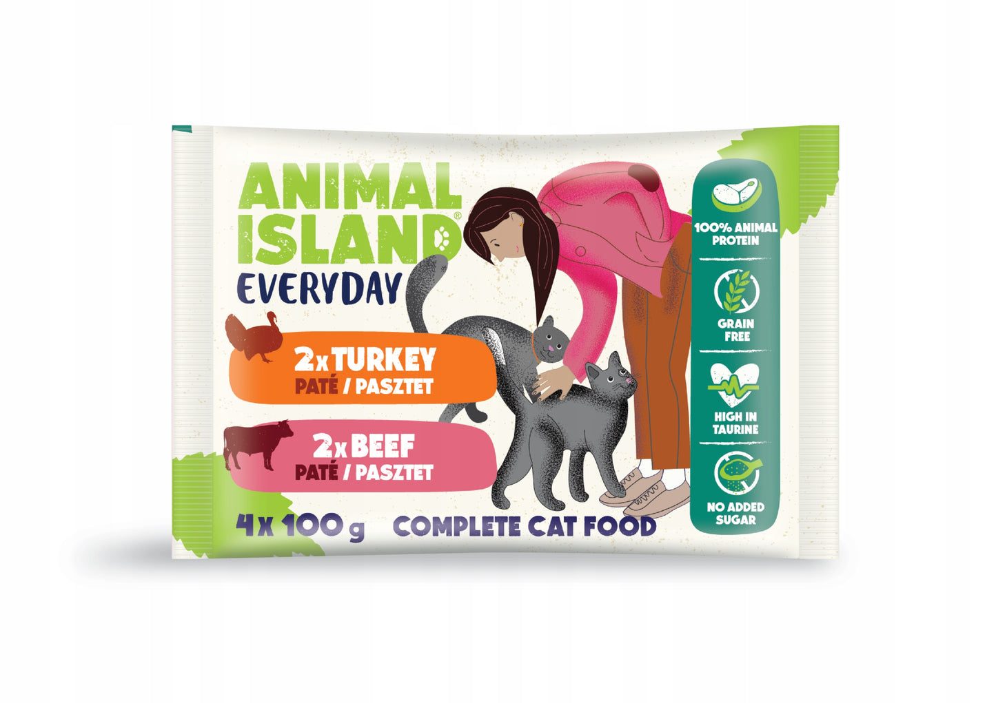 Animal Island Everyday pasztet 2x wołowina, 2x indyk dla kota 400g