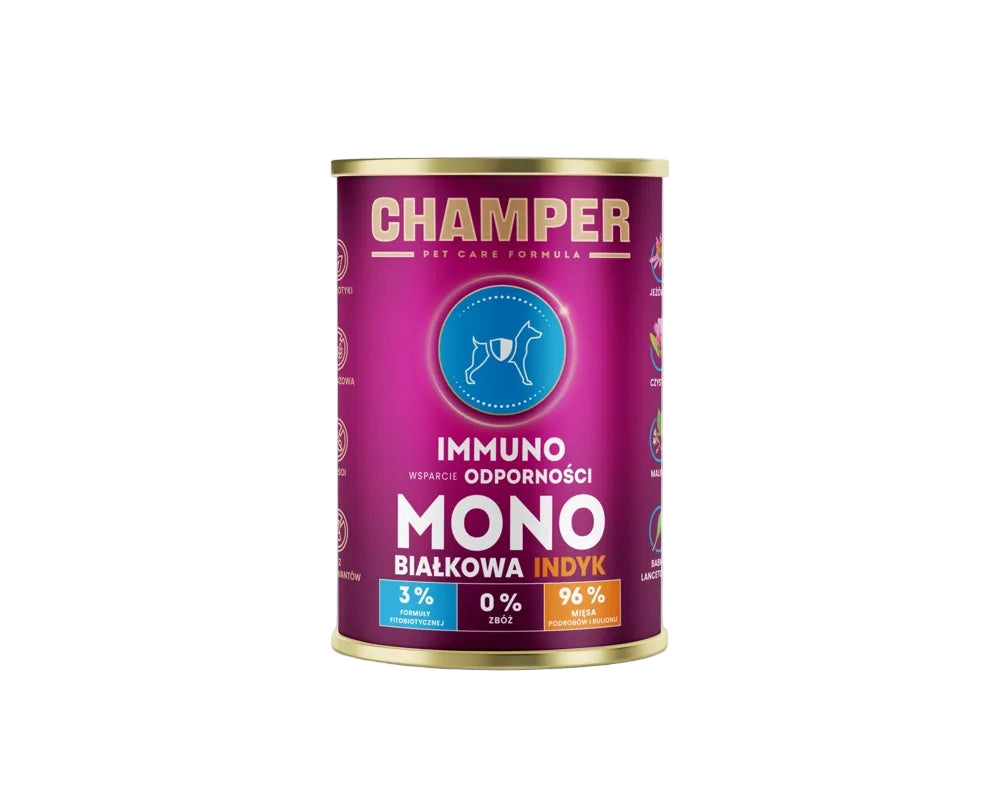 CHAMPER Immuno Monobiałkowa Indyk 400g karma mokra dla psów dorosłych