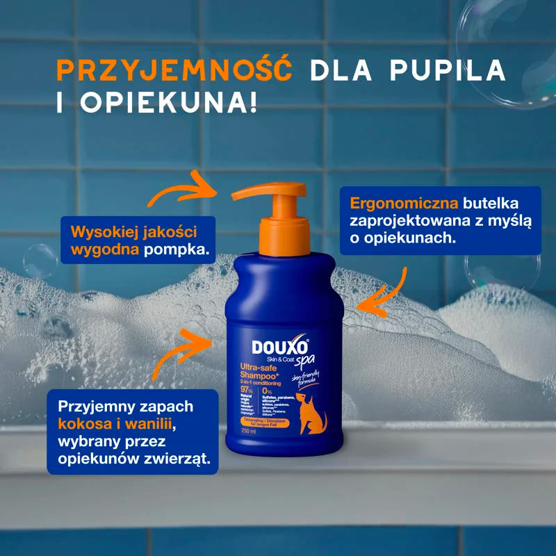 DOUXO Skin & Coat SPA 2in1 Detangling 250ml ultrabezpieczny szampon 2w1 z odżywką dla psów