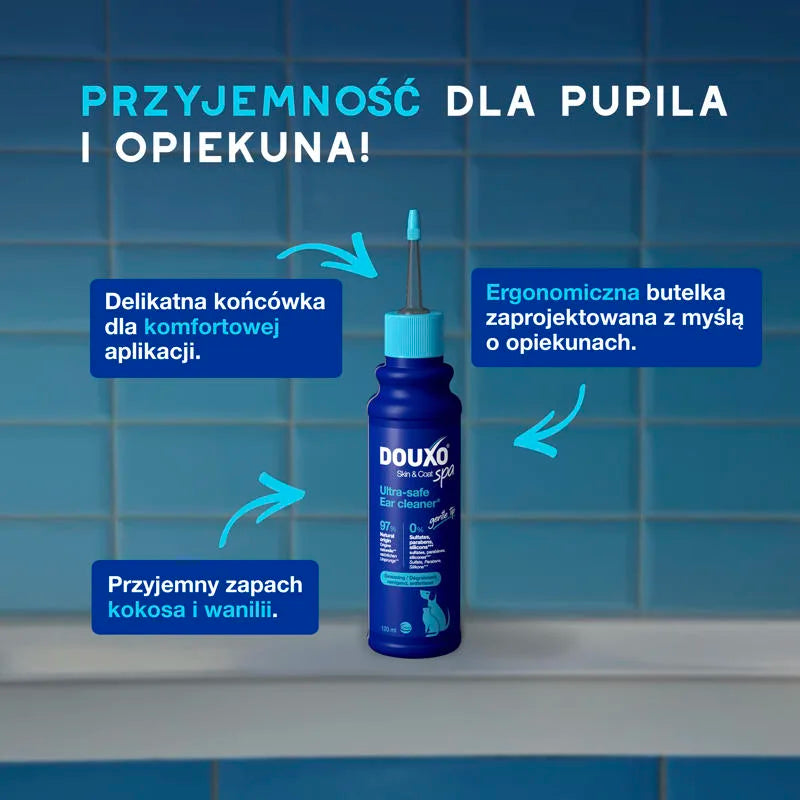 DOUXO Skin &amp; Coat SPA Ear Cleaner 120ml ultrabezpieczny preparat do czyszczenia uszu dla psów i kotów