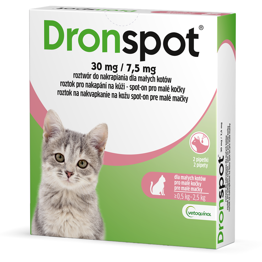 Vetoquinol Dronspot Pipety dla Małego Kota 0,5 kg - 2,5 kg 2 x 0,35 ml
