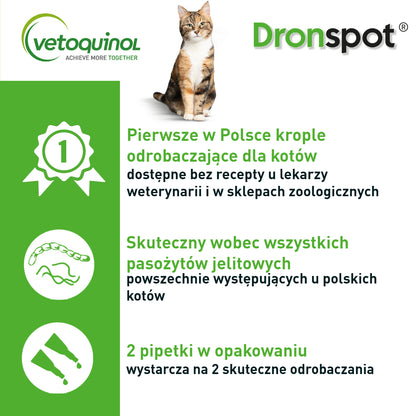 Vetoquinol Dronspot Pipety dla Małego Kota 0,5 kg - 2,5 kg 2 x 0,35 ml