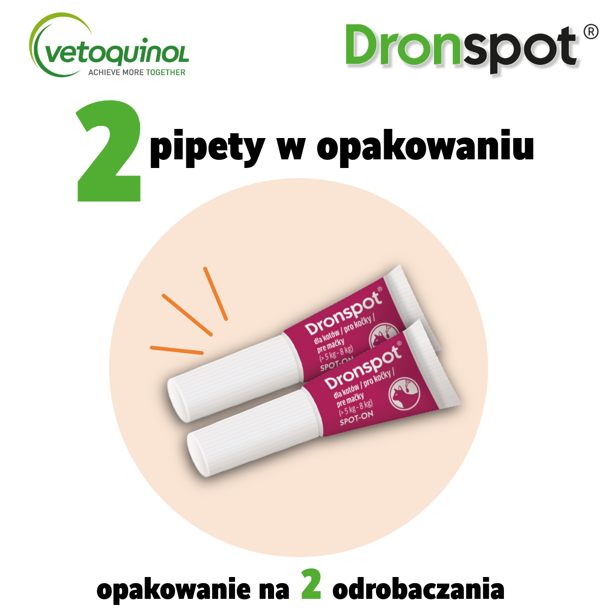 Vetoquinol Dronspot 96 mg/24 mg 2 Pipety 5 kg- 8 kg Dla Dużego Kota