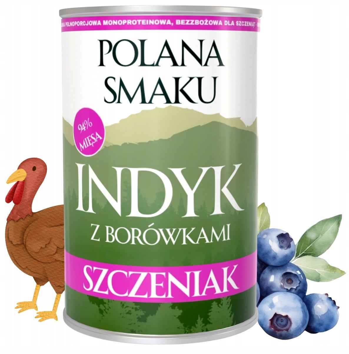 POLANA SMAKU Indyk z Borówkami 400g karma mokra monoproteinowa dla szczeniąt
