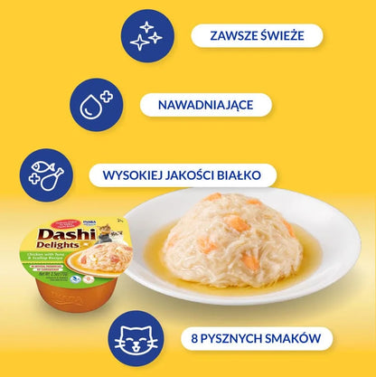 INABA CAT Dashi Delights kurczak tuńczyk i małża 6 x 70g przysmak dla kota