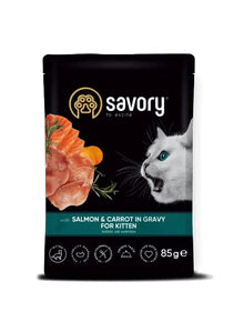 Savory Cat Kittens Salmon&Carrots Gravy Karma Mokra Dla Kociąt z Łososiem i Marchewką w Sosie 85 g