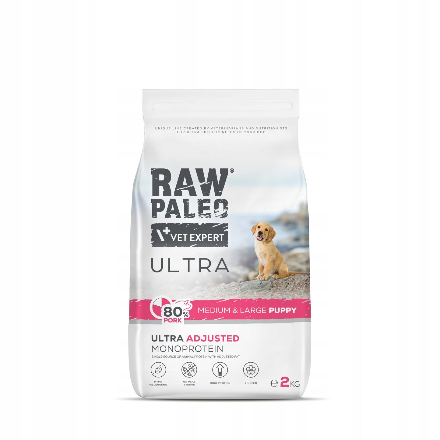 RAW PALEO Ultra Pork Medium Large Puppy 2kg z wieprzowiną dla szczeniąt ras średnich i dużych