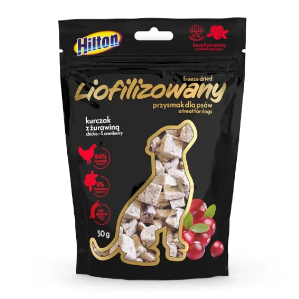 HILTON Liofilizowany przysmak z kurczakiem i żurawiną 50g dla psa