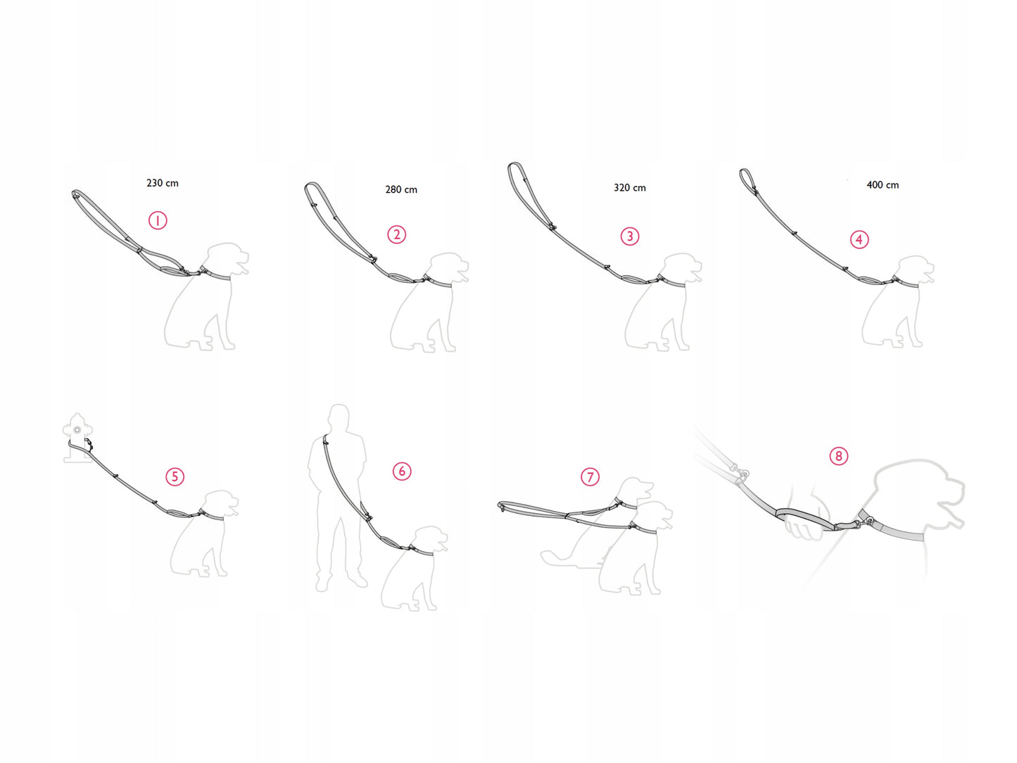 AMIPLAY Smycz regulowana 8in1 BeHappy L Donut