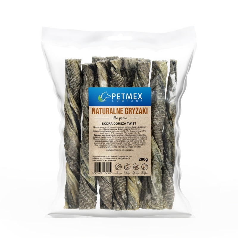 PETMEX Skóra dorsza Twists gryzak naturalny dla psa 200g
