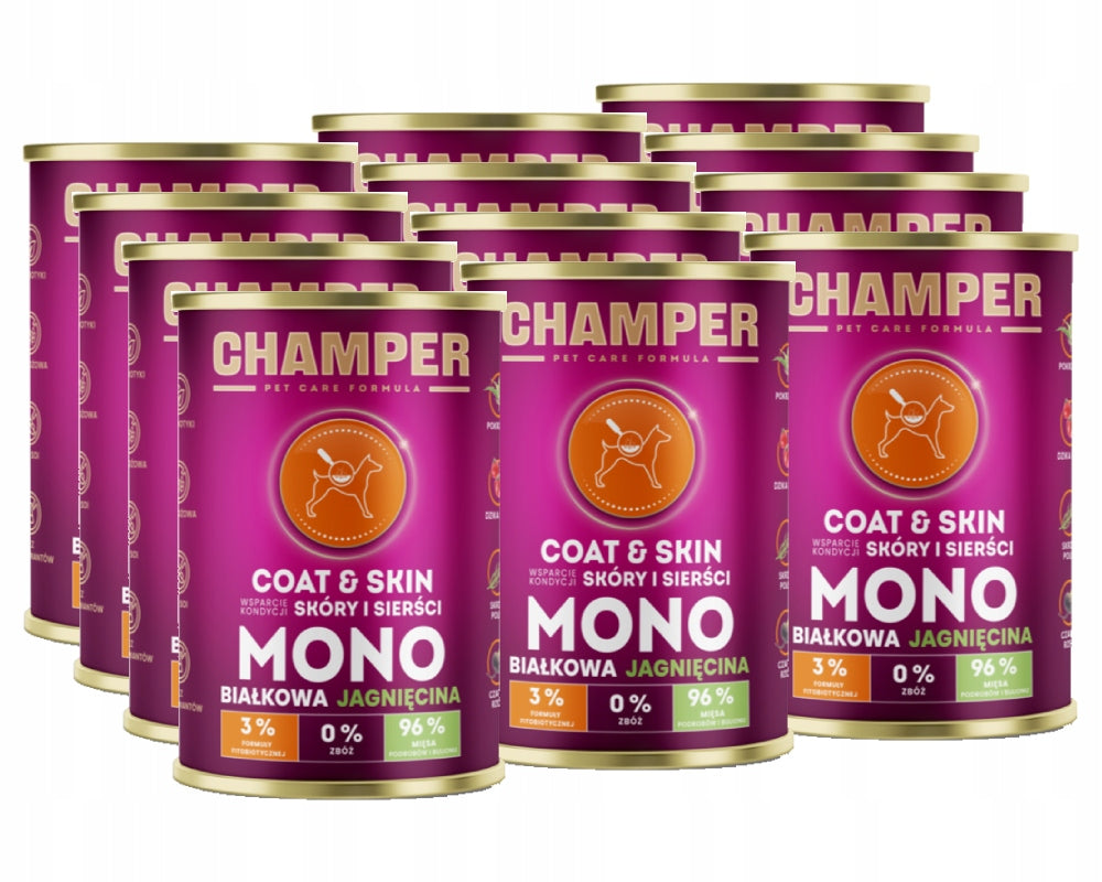 CHAMPER Coat&Skin Monobiałkowa Jagnięcina 400g karma mokra dla psów dorosłych