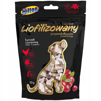 HILTON Liofilizowany przysmak z kurczakiem i żurawiną 50g dla psa