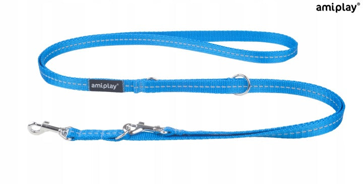 AMIPLAY - Smycz 6in1 Reflective L 1-2m niebieski