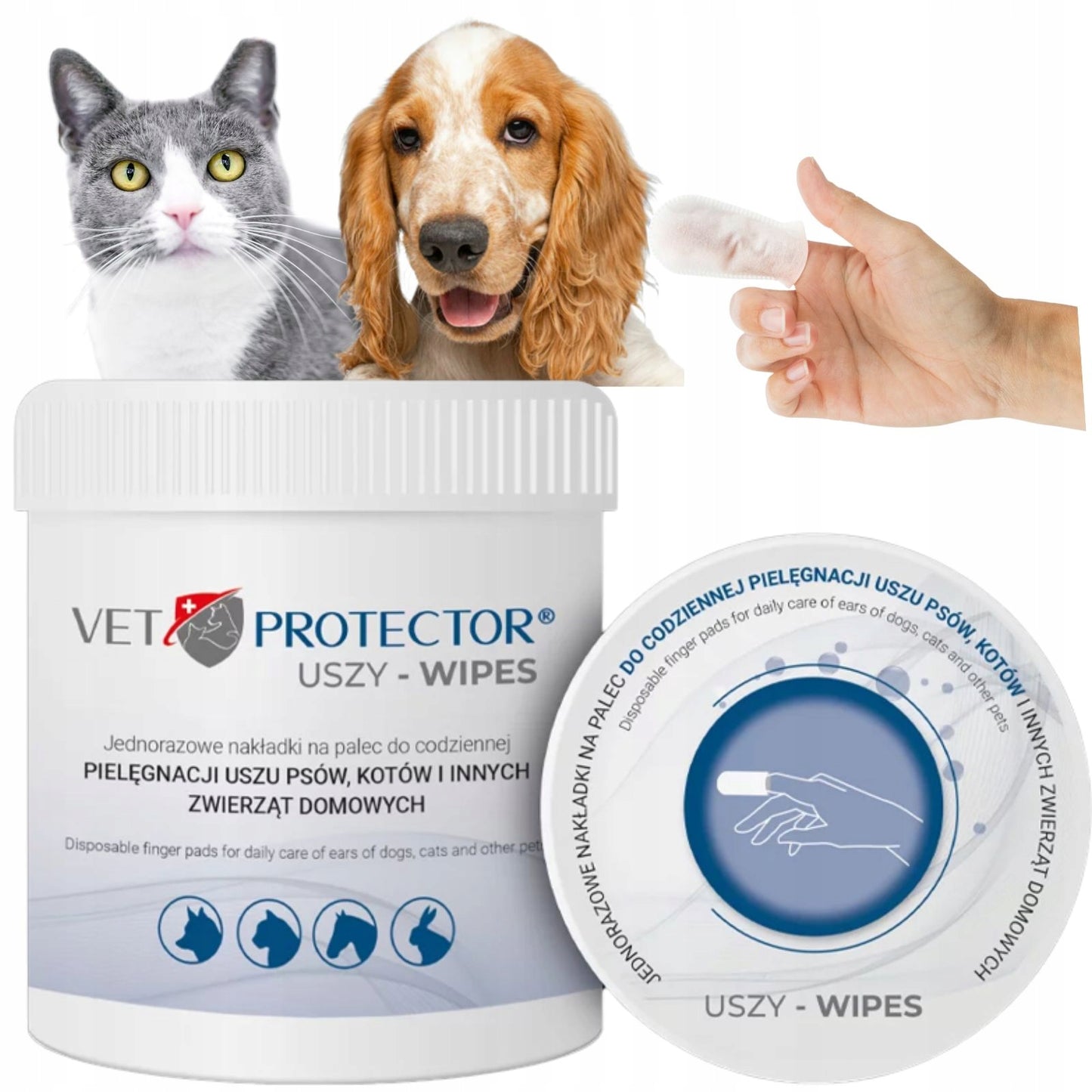 VET PROTECTOR Ear Wipes Chusteczki do Czyszczenia Uszu dla Psów i Kotów