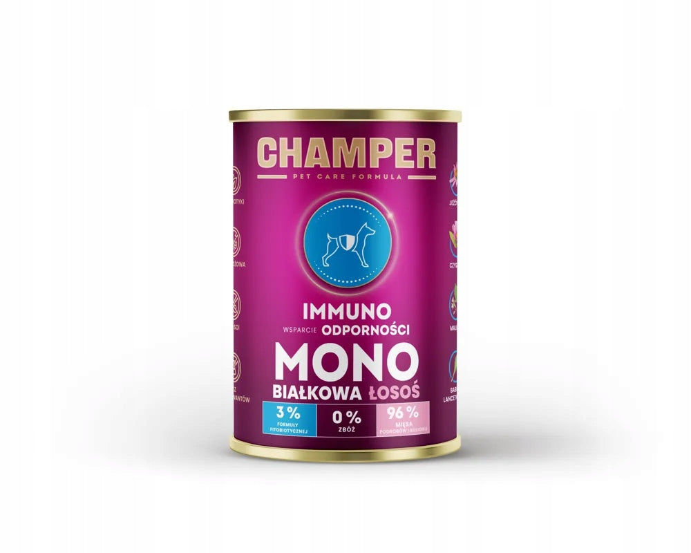 CHAMPER Immuno Monobiałkowa Łosoś 400g karma mokra dla psów dorosłych