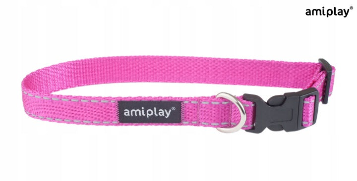 AMIPLAY - Obroża regulowana Reflective M różowy