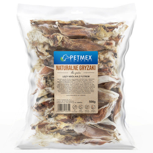 Gryzak dla psów PETMEX Ucho Królika z futrem 500g
