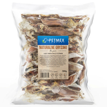 Gryzak dla psów PETMEX Ucho Królika z futrem 500g