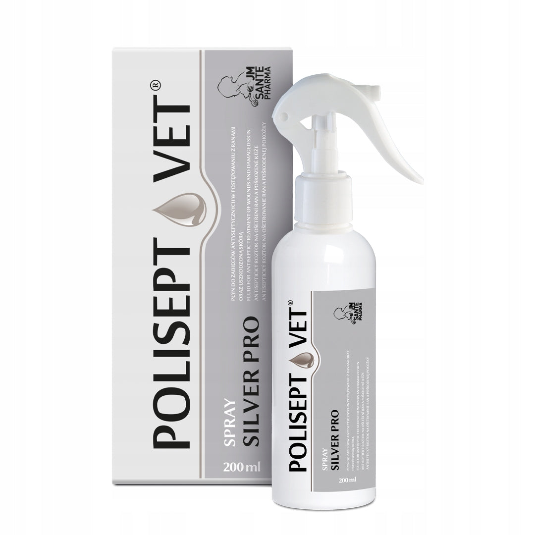 Jm Sante Polisept Vet Spray Silver Pro 200ml Na Rany Oparzenia Uszkodzenia