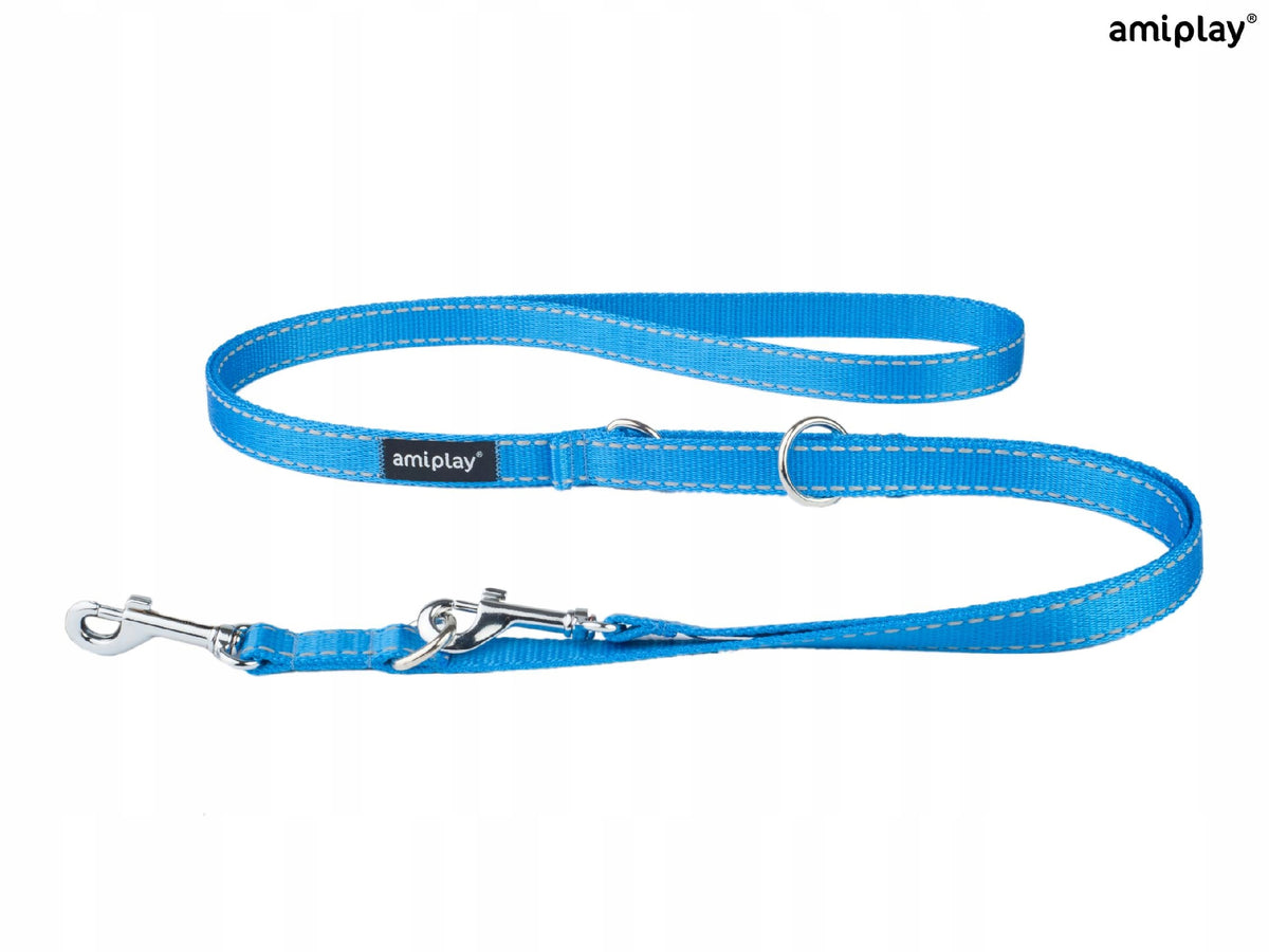AMIPLAY - Smycz 6in1 Reflective XL 1-2m niebieski
