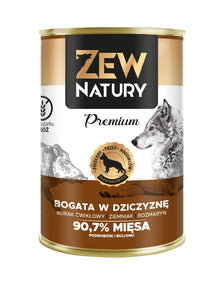 Zew Natury Premium Bogata w dziczyznę 400g karma mokra dla psów dorosłych