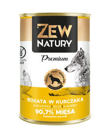 Zew Natury Premium Bogata w kurczaka 400g karma mokra dla psów dorosłych