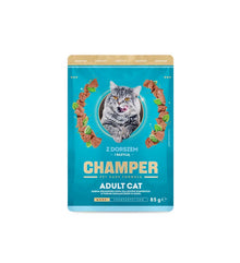 CHAMPER Dorsz i bazylia w sosie 85g karma mokra dla kotów dorosłych