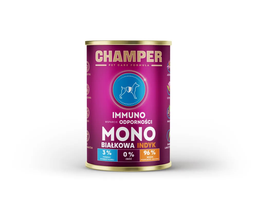 CHAMPER Immuno Monobiałkowa Indyk 400g karma mokra dla psów dorosłych
