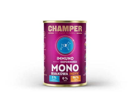 CHAMPER Immuno Monobiałkowa Indyk 400g karma mokra dla psów dorosłych
