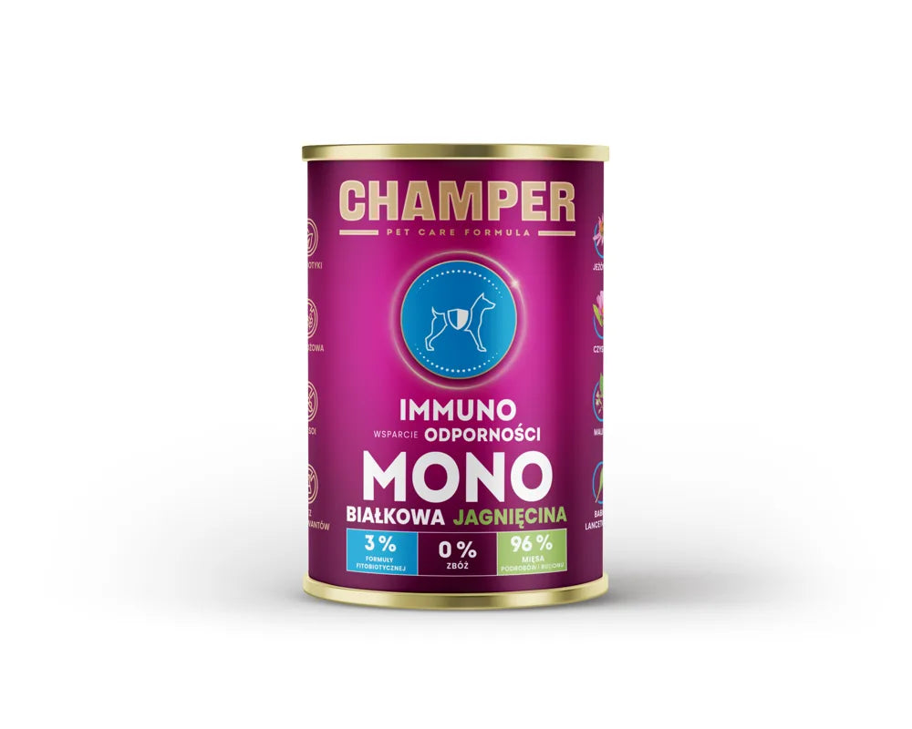 CHAMPER Immuno Monobiałkowa Jagnięcina 400g karma mokra dla psów dorosłych