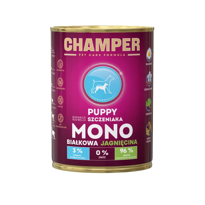 CHAMPER Puppy Monobiałkowa Jagnięcina 400g karma mokra dla szczeniąt