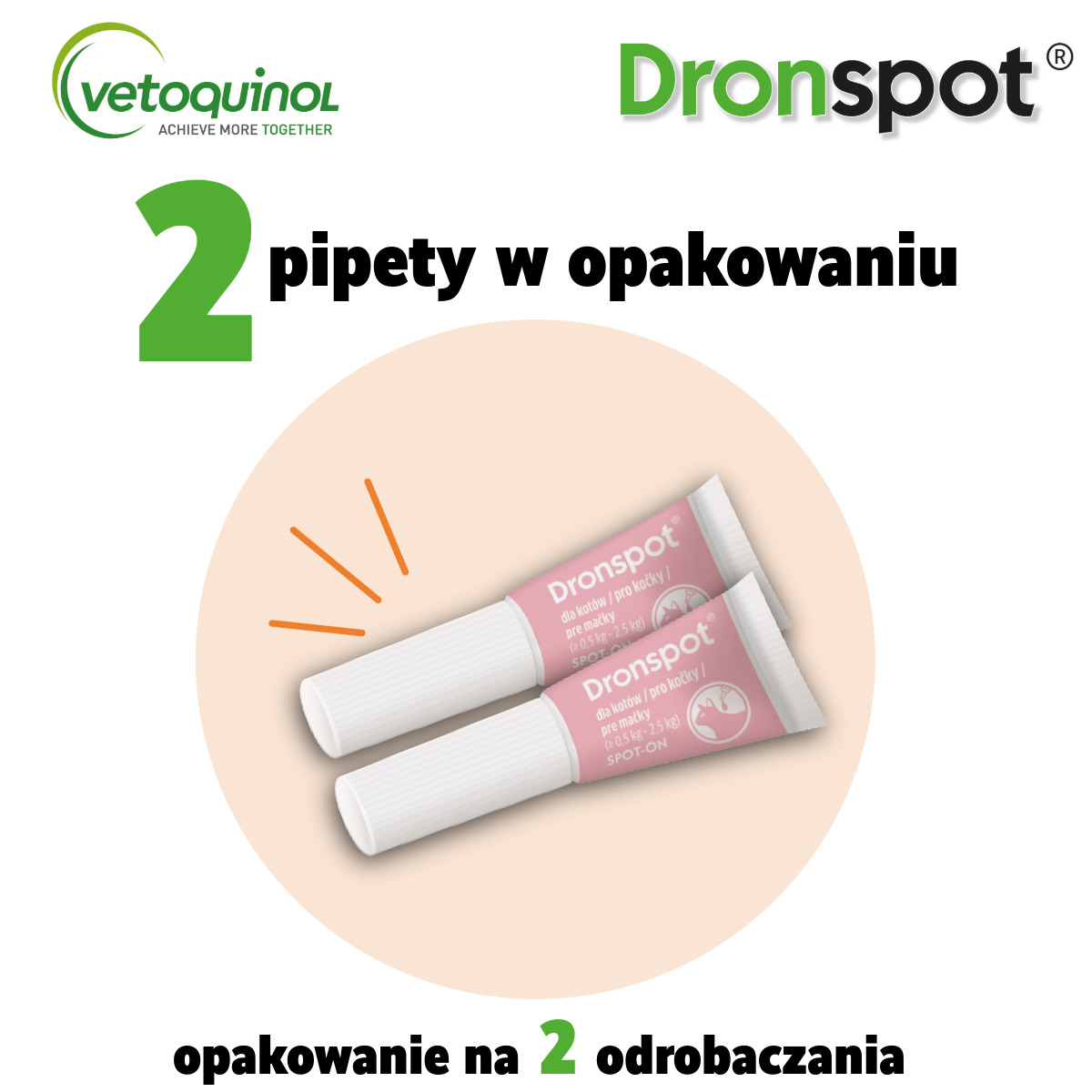 Vetoquinol Dronspot Pipety dla Małego Kota 0,5 kg - 2,5 kg 2 x 0,35 ml