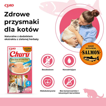 INABA CAT CHURU SALMON WITH SCALLOP 4x14g (56g)