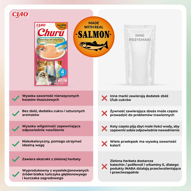 INABA CAT CHURU SALMON WITH SCALLOP 4x14g (56g)